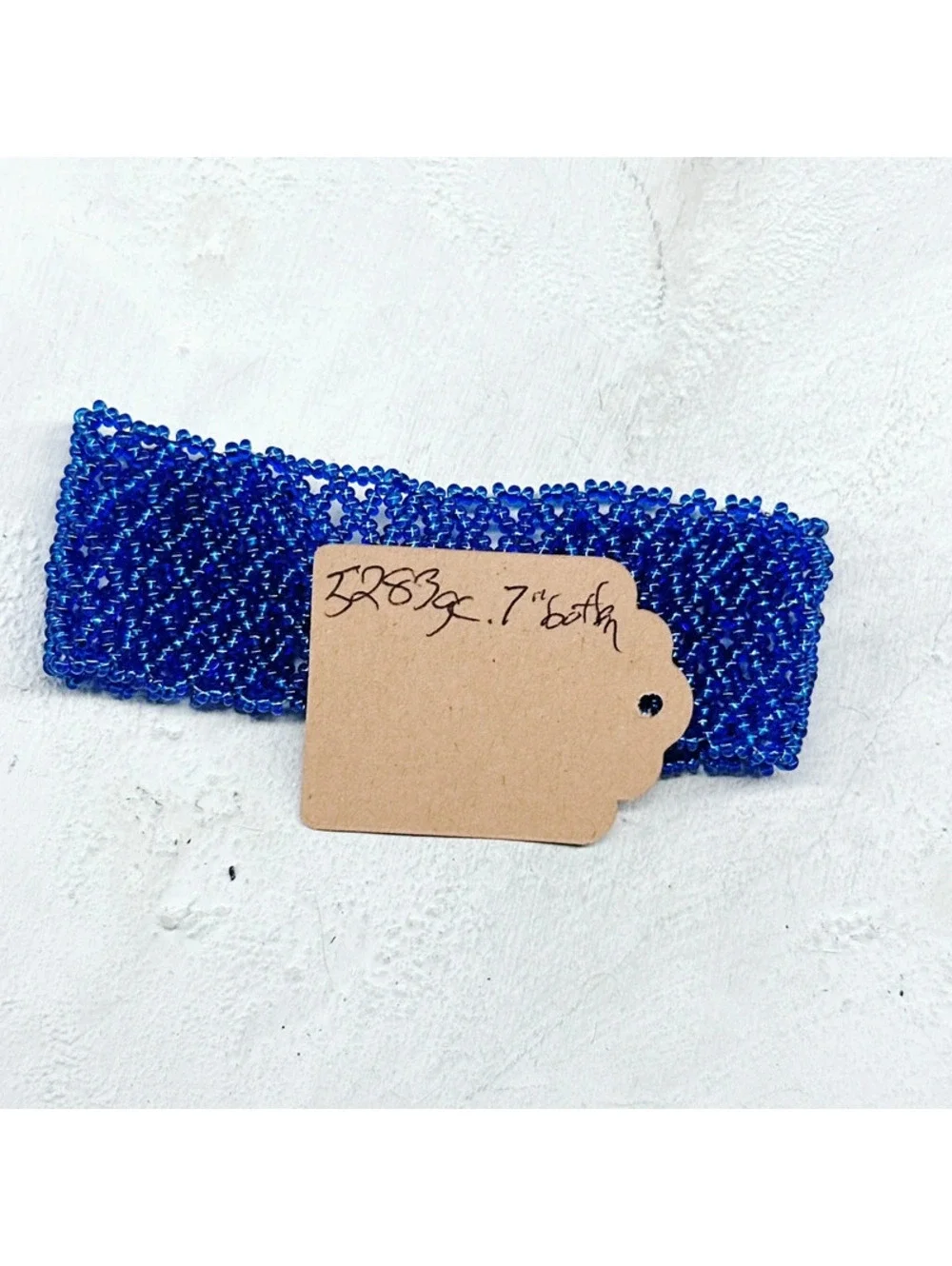 5283mc. Blue Seed Bead Bracelet Handmade